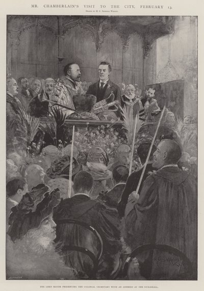 Visita del Sr. Chamberlain a la ciudad, 13 de febrero de Henry Charles Seppings Wright